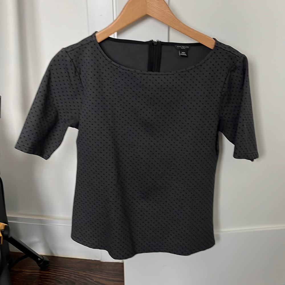 Ann Taylor medium petite gray T-shirt with zipper back
